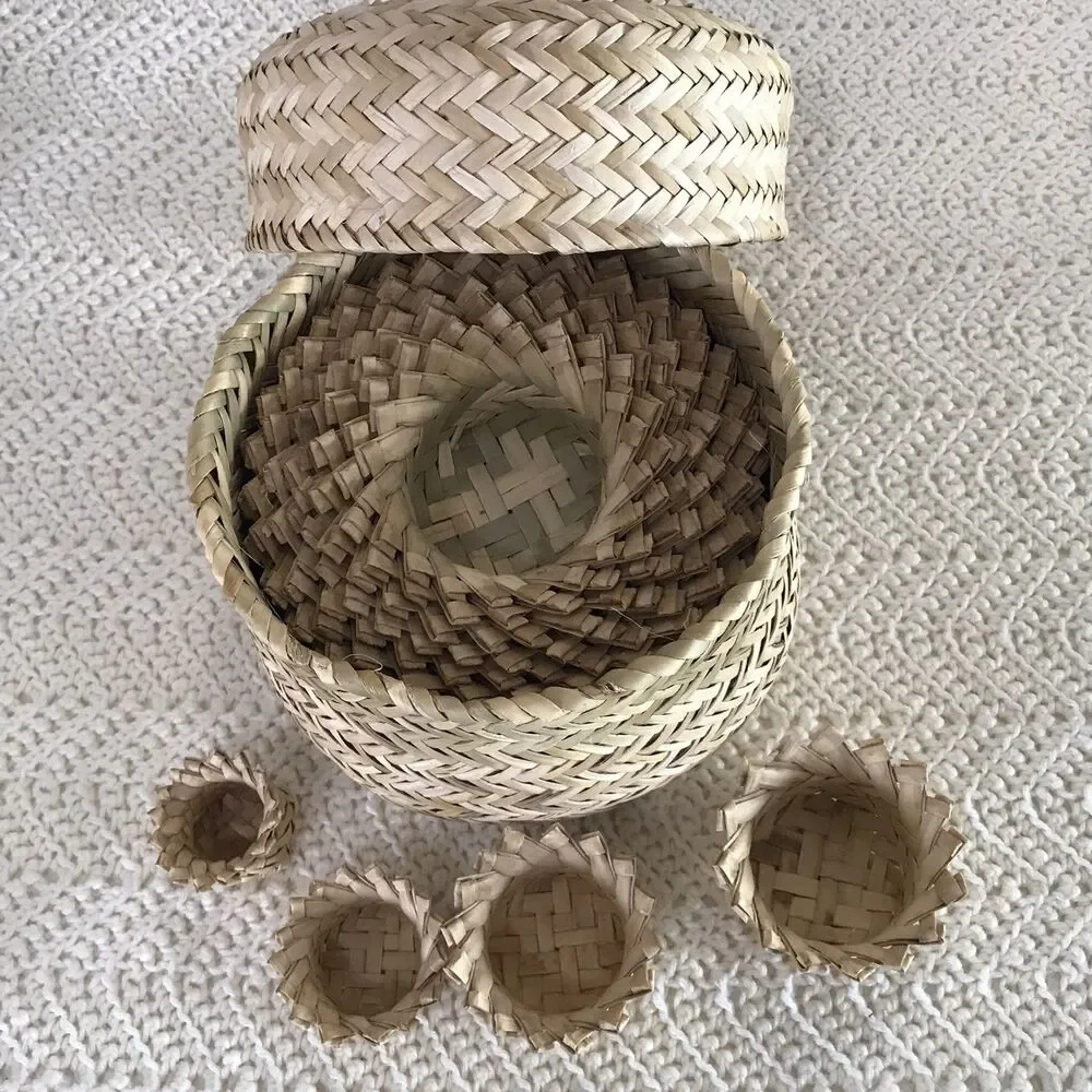 Nesting Baskets Seagrass Straw Reed Woven Set of 12+Organic Nature Boho Handmade